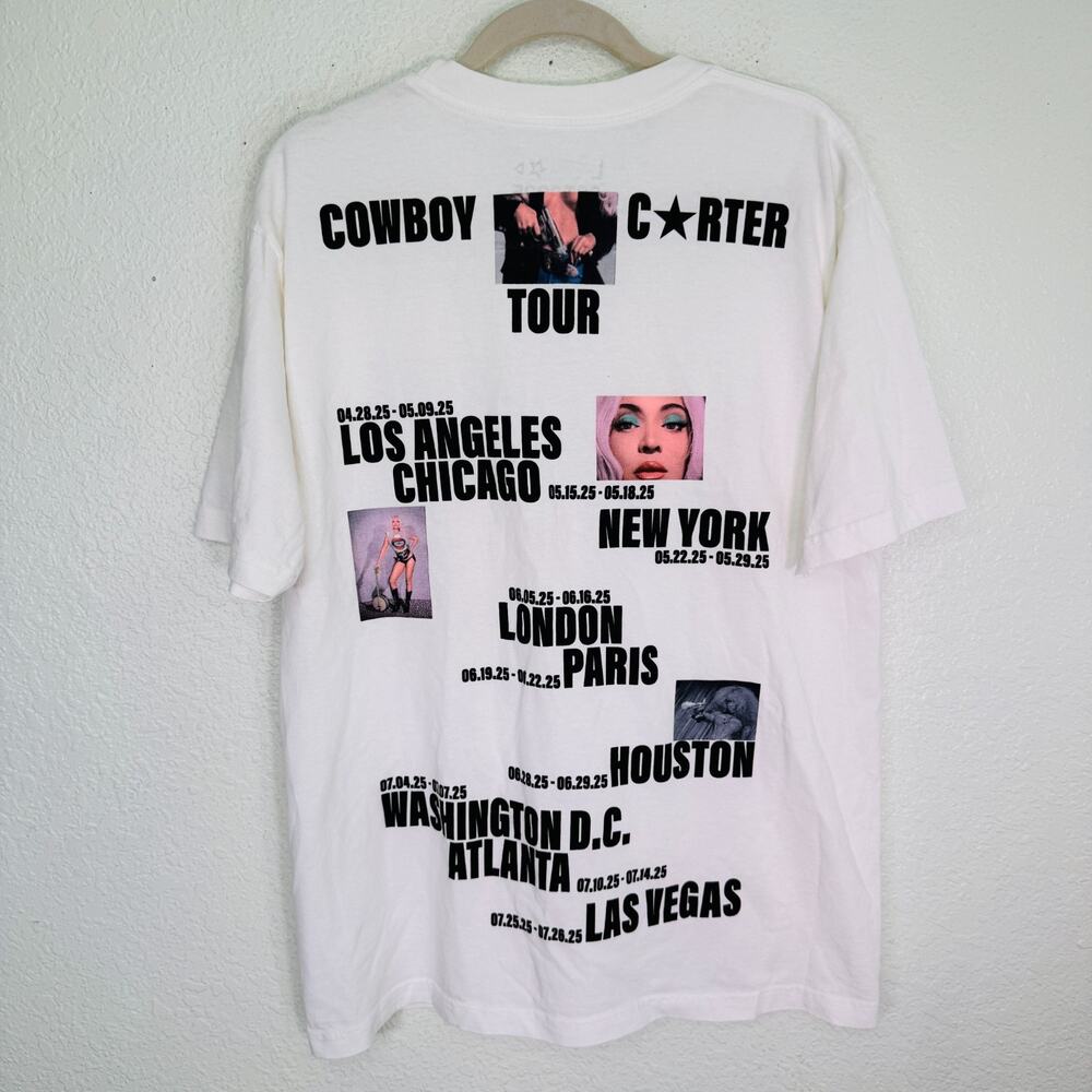 Beyonce Cowboy Carter Tour Shirt Large CCT 2025 Merch City Crewneck Tee Tshirt